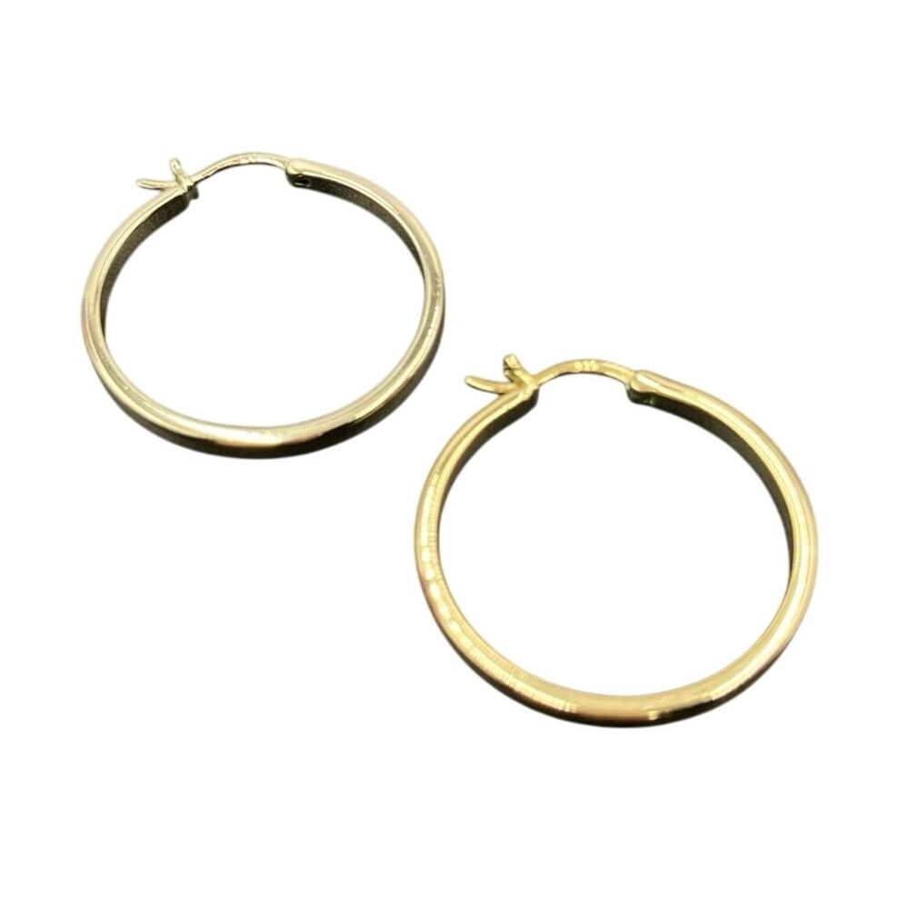 Sterling Silver Vermeil 925 Hoop Pierced Earrings 3mm, 6.1 grams